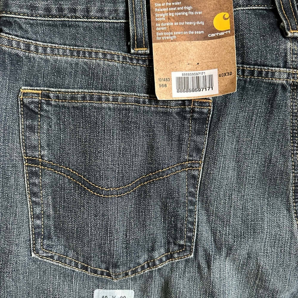 Carhartt Relaxed Fit 5 Pocket Jeans Men’s 40x32 Blue Denim Workwear Big and Tall - Picture 5 of 6